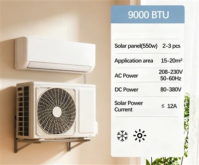 9000btu sólarorku loftræsting fyrir heimili