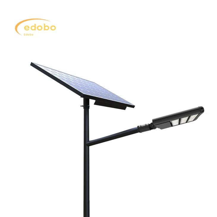 Sólarlampi Sólknúinn götuljós með litíum rafhlöðu Svart pallborð